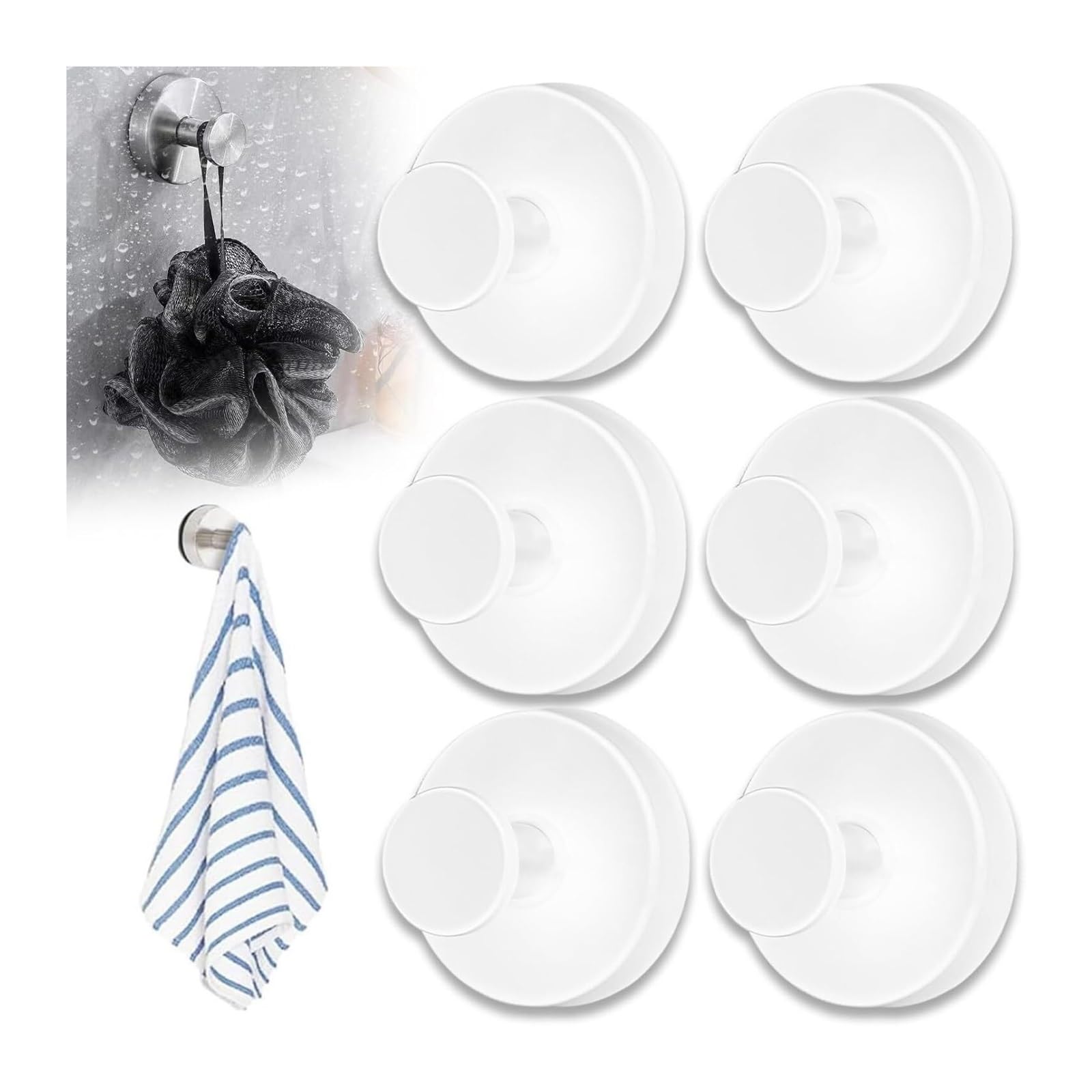 Opeximatun White Suction Cup Hooks No Drill Strong Waterproof(White)