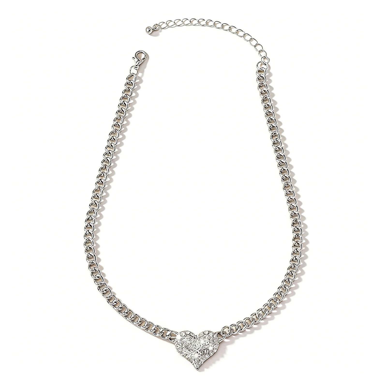 Sora Tuki Heart Necklaces for Women Heart Choker Cuban Link Chain Chunky Necklace Statement Necklace Chunky Jewelry