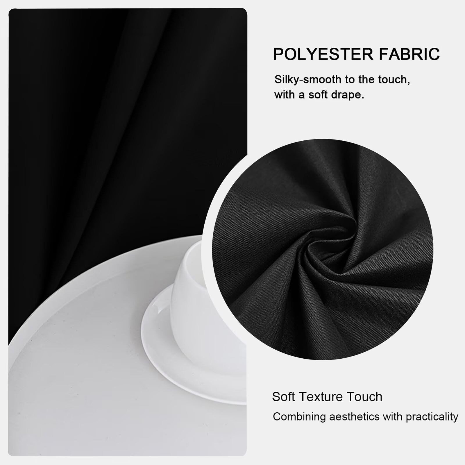 SSWH Tende Oscuranti per Interni, Tenda Termica da Interno con Occhielli, Tende Camera da Letto Moderna a Tinta Unita con Fodera Nero (Nero, 200 x 120 cm)