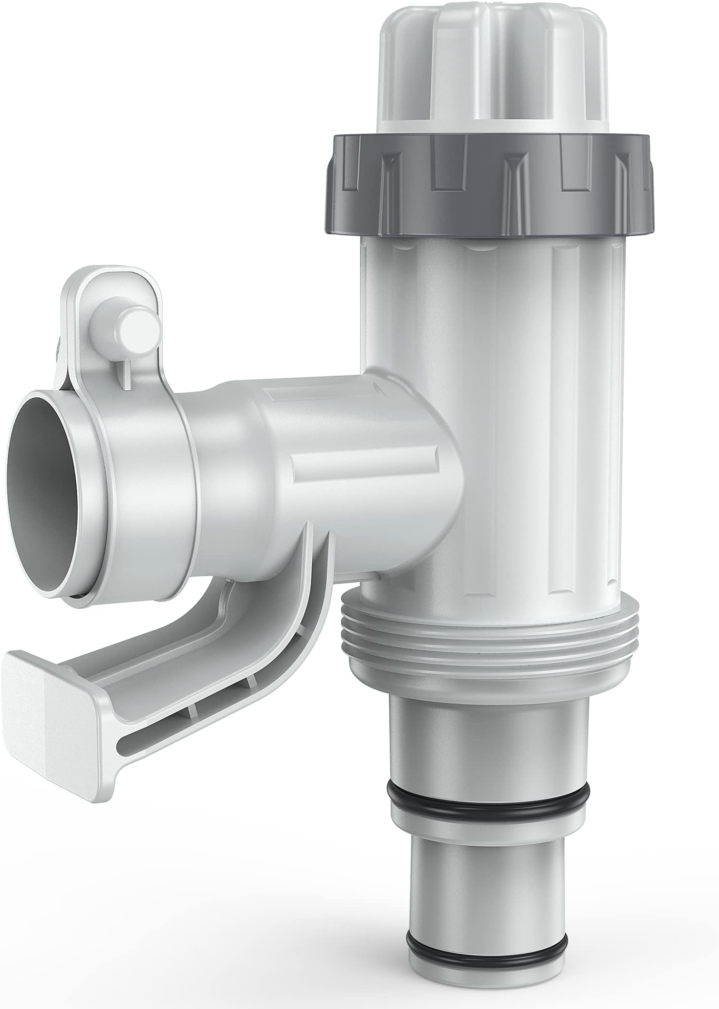 POOLHACKER Pool Plunger Valve Plus for Intex, Pool Pipe Holder with Plunger Valve for Intex Pool Parts and Accessories, Shut Off Valve for Above Ground Pool, Replacement for Intex Pool Fittings (1)
