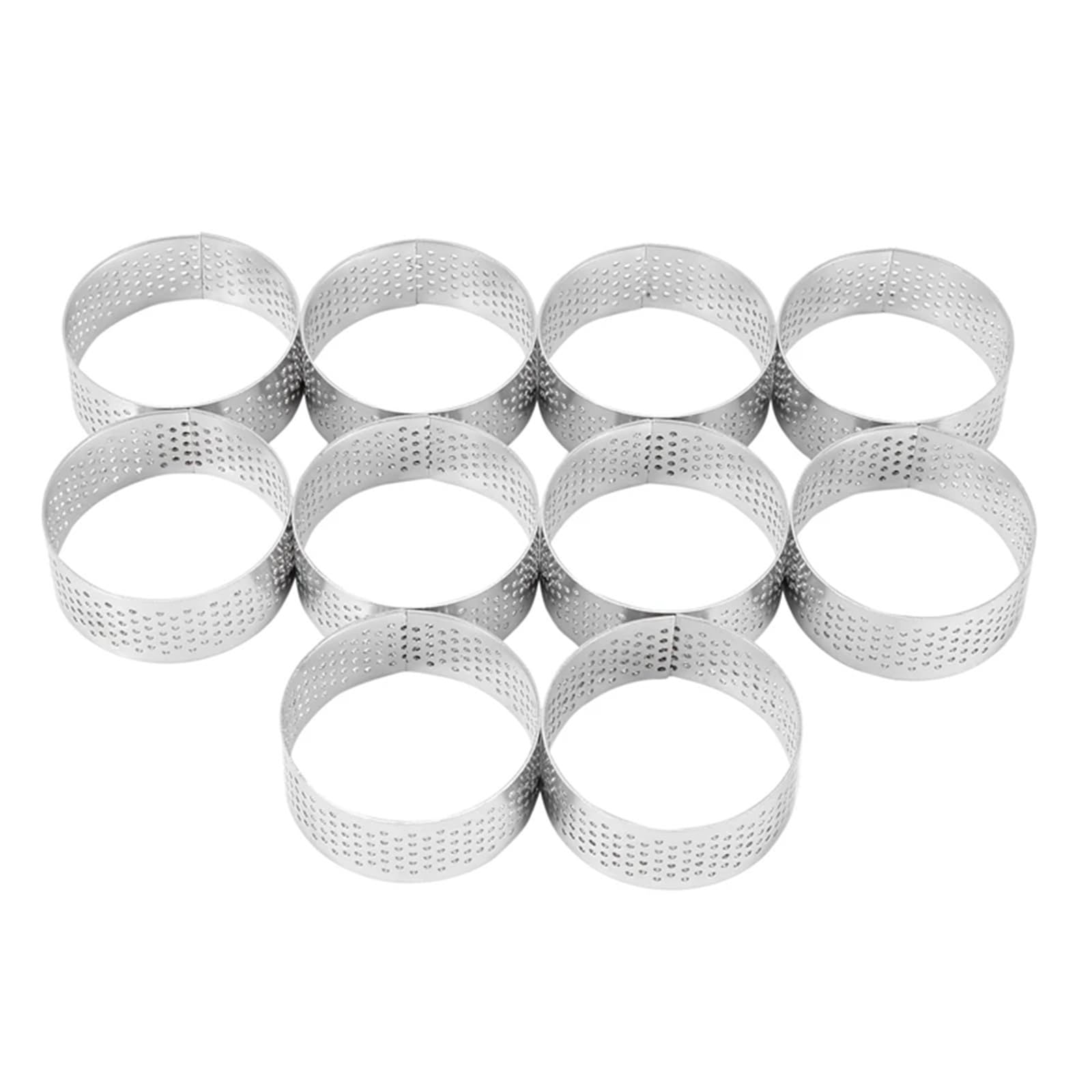20 anneaux à tarte perforés en acier inoxydable de 5 cm