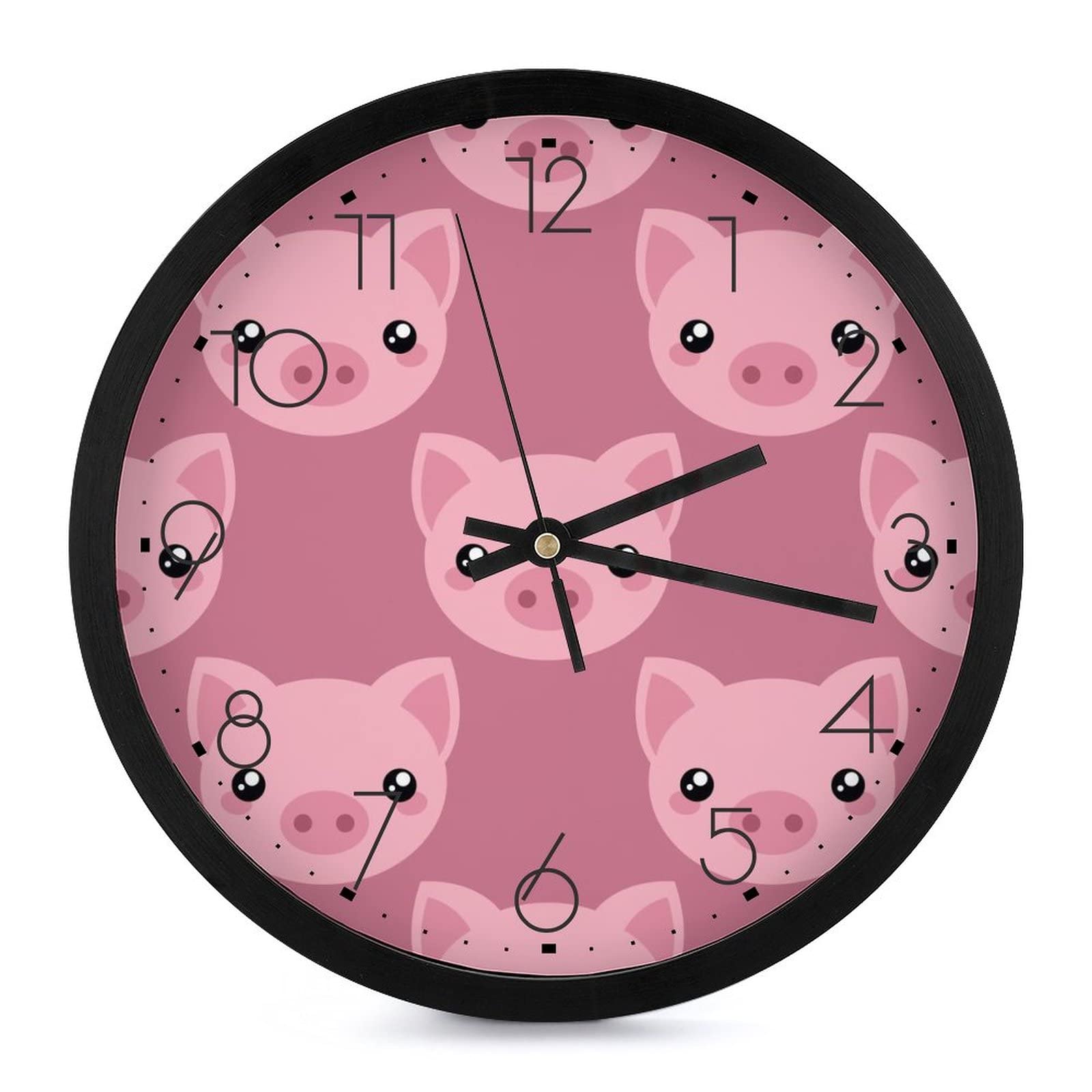 Pendule murale silencieuse cochon moderne pour travailler sans bruit