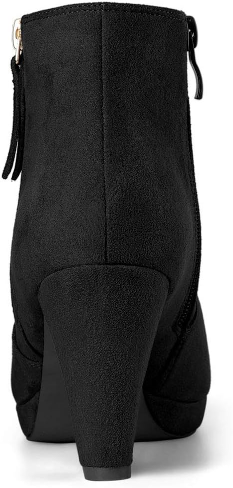 Allegra K Women's Side Zip Low Platform Chunky Heel Ankle Booties