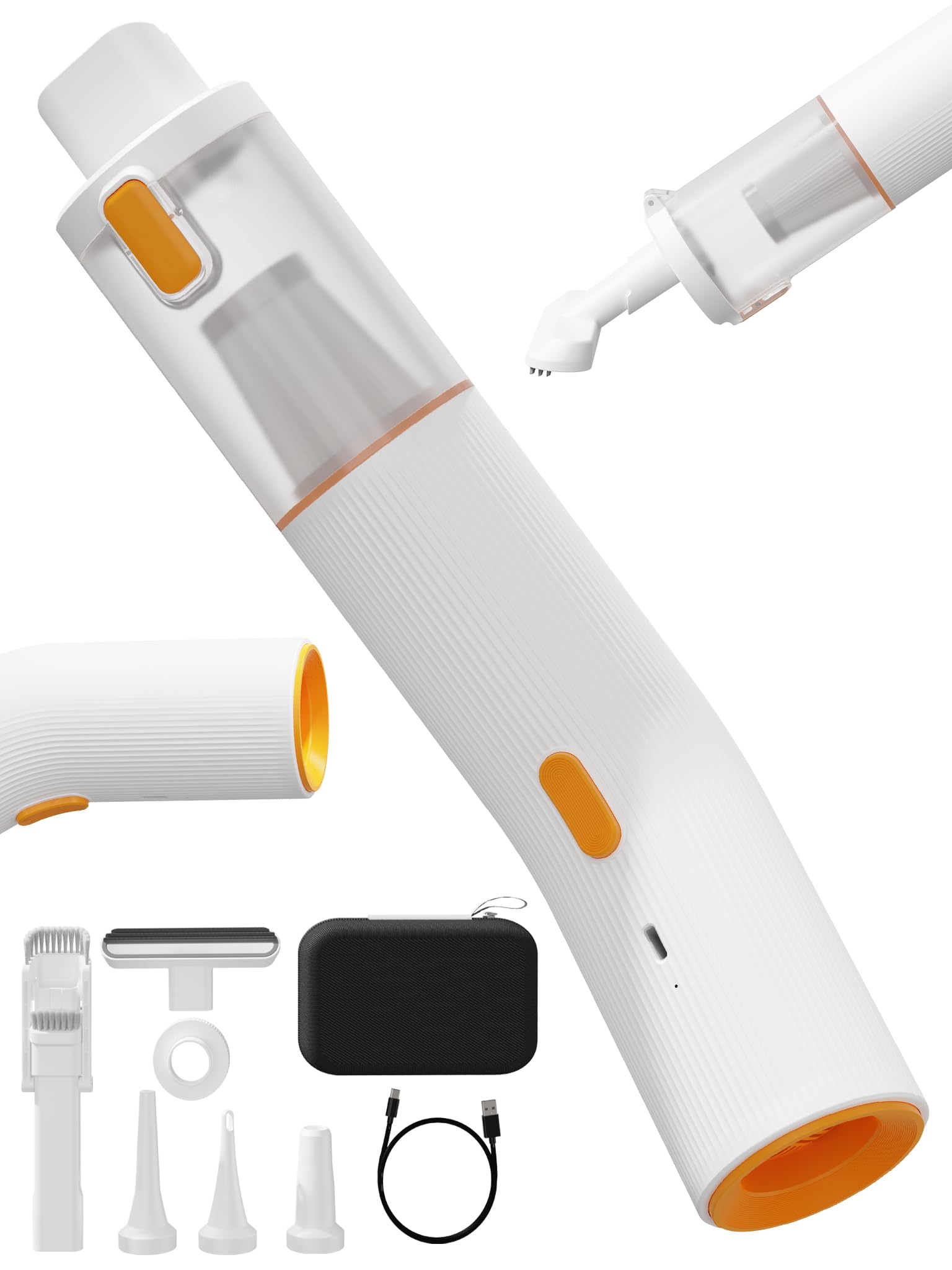 Vogano Cordless Car Vacuum 4-in-1 Portable Mini Handheld Vacuum Cleaner with 15000pa Suction Power 2 Suction Modes Multi-Nozzles