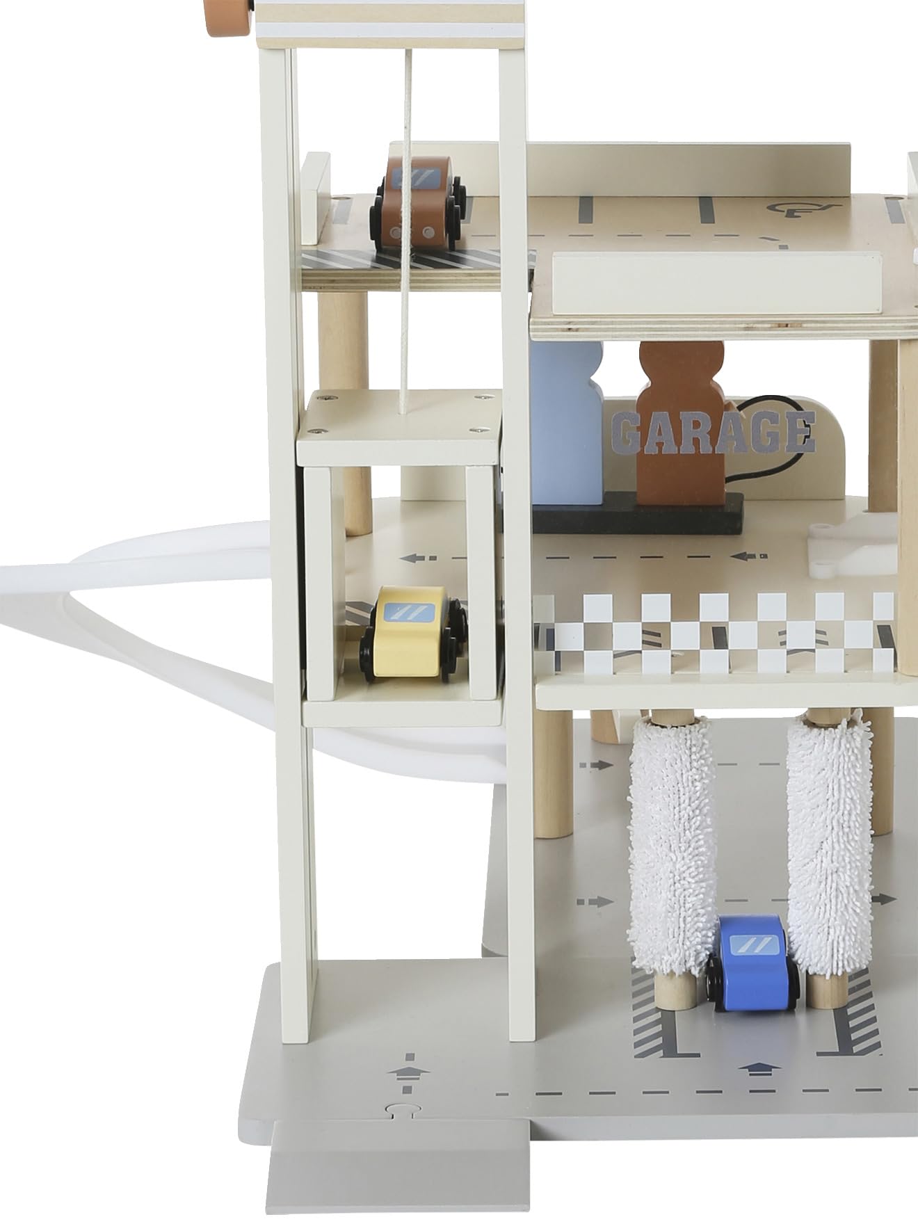 VERTBAUDET Garage 3 Niveaux avec Ascenseur en Bois FSC® Blanc TU | Jouet pour enfant garage en bois 3 niveaux ascenseur toboggan station essence aire de lavage 3 voitures dès 3 ans