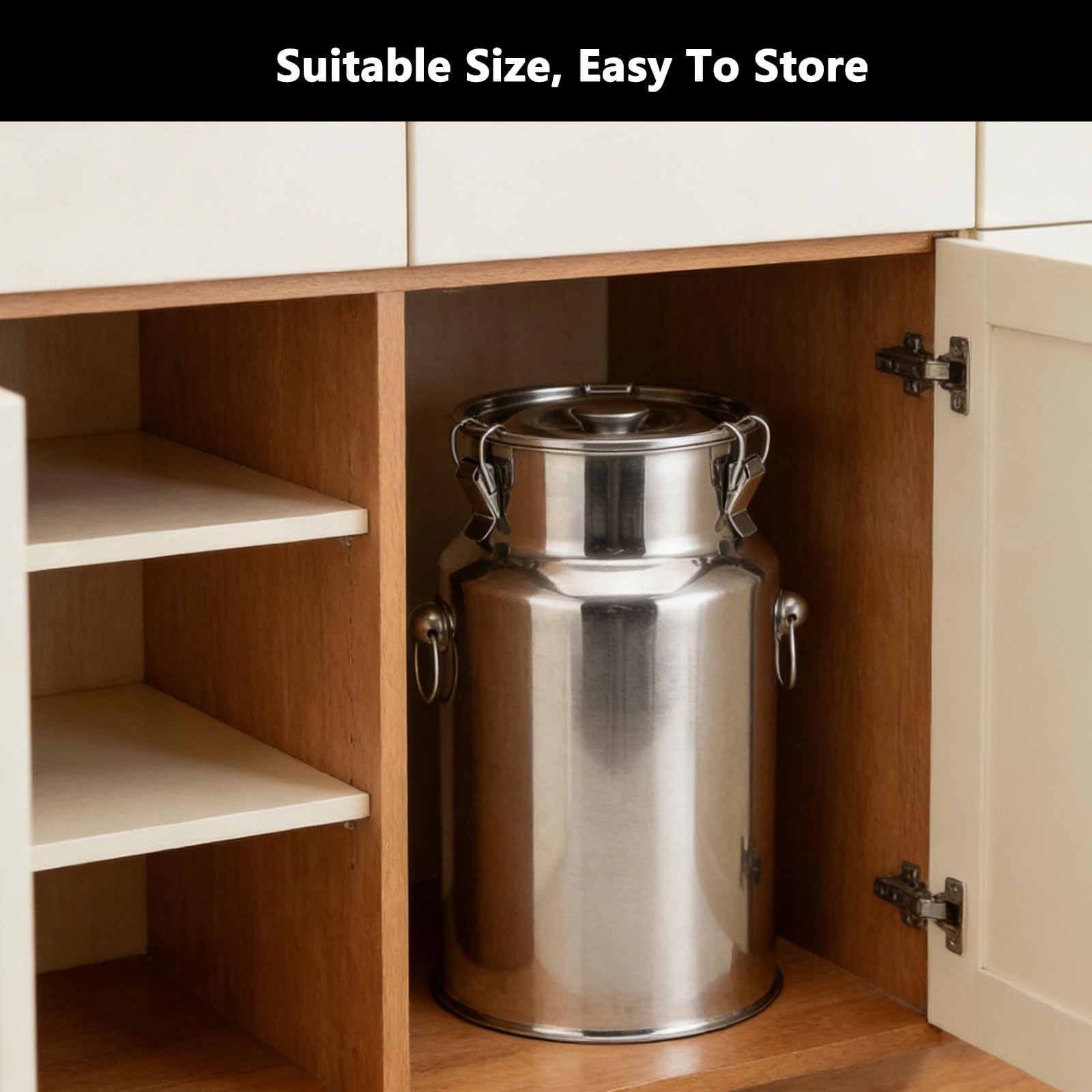 Contenitore Ermetico in Acciaio Inox, Secchio per Il Latte Secchiello per Il Vino con Coperchio Bidone per Il Latte Contenitore per Riso E Cereali per Latte, Vino, Olio, Cereali,5L 17x24CM