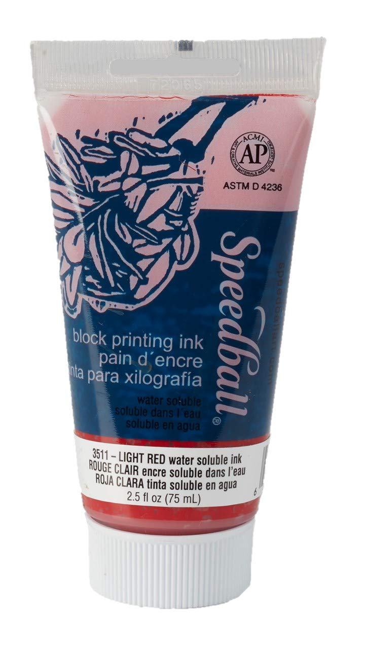 SpeedballArt Products 75cc Water Soluble Block Ink Light Red, Wood, 2.5oz