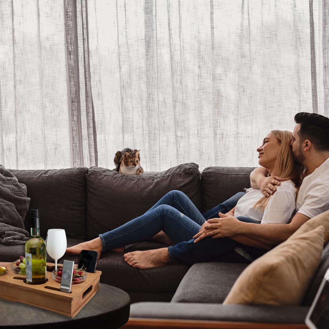 ALL IN ONE Couchbox mit 4 Glasschalen | Couchbar Snackbox personalisiert | Snackbar für die Couch | Couch Tablett mit Getränkehalter | Sofabar | Couch Butler für Kaffeetassen und Weingläser