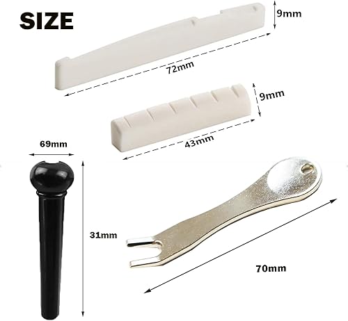 Miniatura 4 de 14 unids guitarra acústica puente pasadores cuerda clavijas guitarra tuerca de sillín con aceros inoxidables Pin Extractor removedor de piezas de