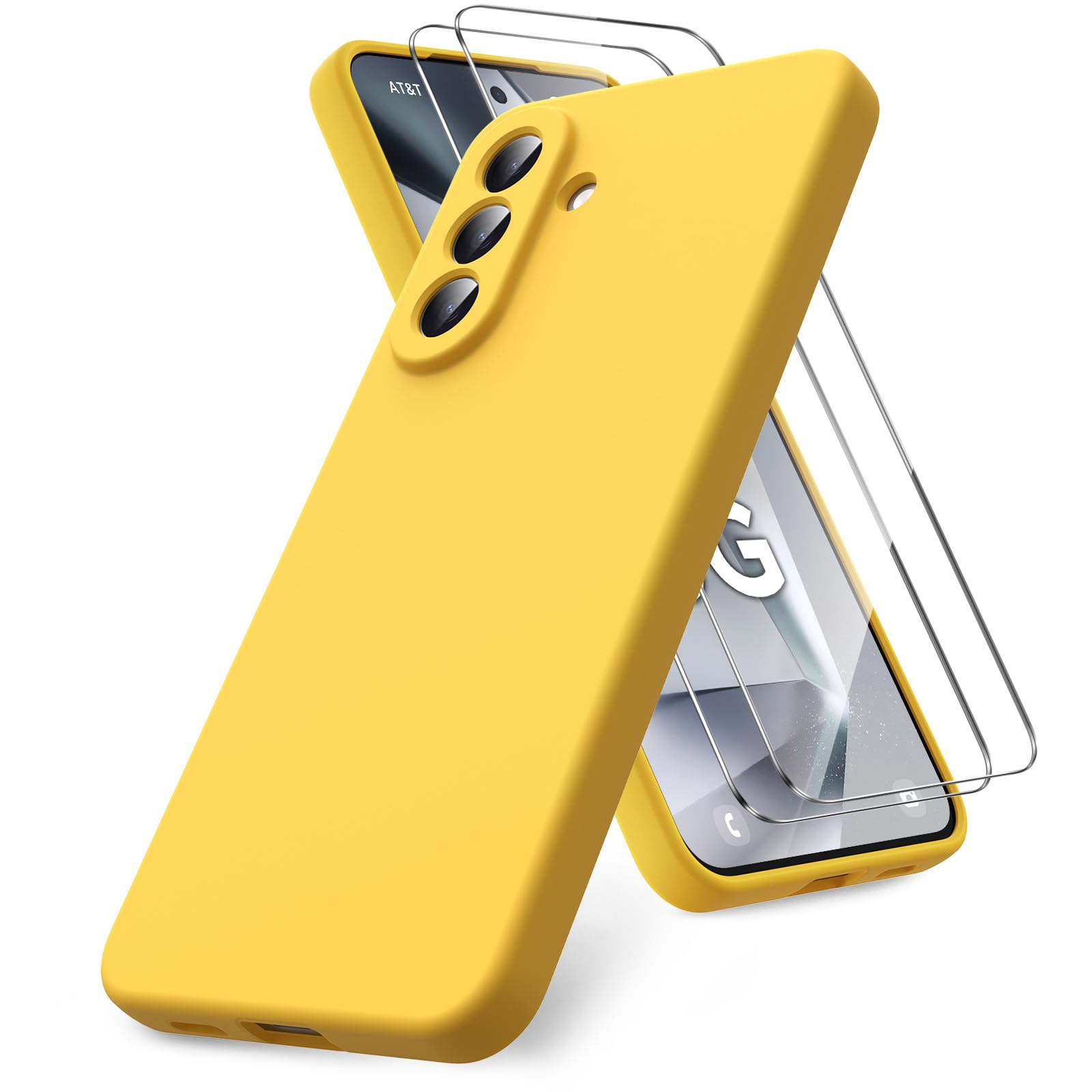 Vansdon Handyhülle kompatibel mit Samsung Galaxy A37 5G Hülle, 2 Stück Panzer Schutz Glas, weiche TPU Flüssigsilikonhülle, stoßfestem Gummi Silikongel Fall-Taupe