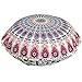 Stylo Culture Indisch Dekorativ Rund Bodenkissenbezug 80 x 80 cm Groß Stuhlkissen Mandala Rosa Boho Pom Pom Spitze Sitzsack Sitzkissen Baumwolle Pfauenfeder Bodenkissen Rund Kinderzimmer
