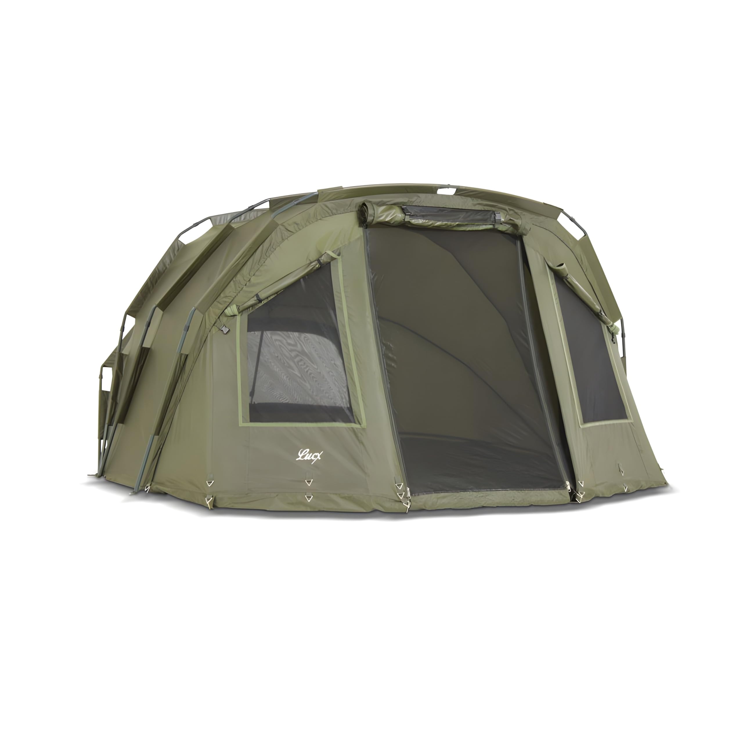 Lucx Tiger Bivvy Angelzelt für 2-3 Personen - wasserdichtes Karpfenzelt mit herausnehmbarer Bodenplane, One-Pole-System & 10.000 mm Wassersäule - Carp Dome Zelt Campingzelt