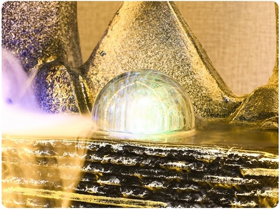Standing Waterfall Outdoor Garden Water Fountain with LED Lights and Pump, Floor Standing Cascading Resin Fountains for Indoor and Patio Garden Floor Fountain