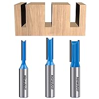 Vista 1 de Newdeli - Juego de 3 brocas rectas de corte recto, 3 brocas rectas de doble flauta de 1/2 con fresadora de madera dada recta con 1/4 pulgadas, 3/8