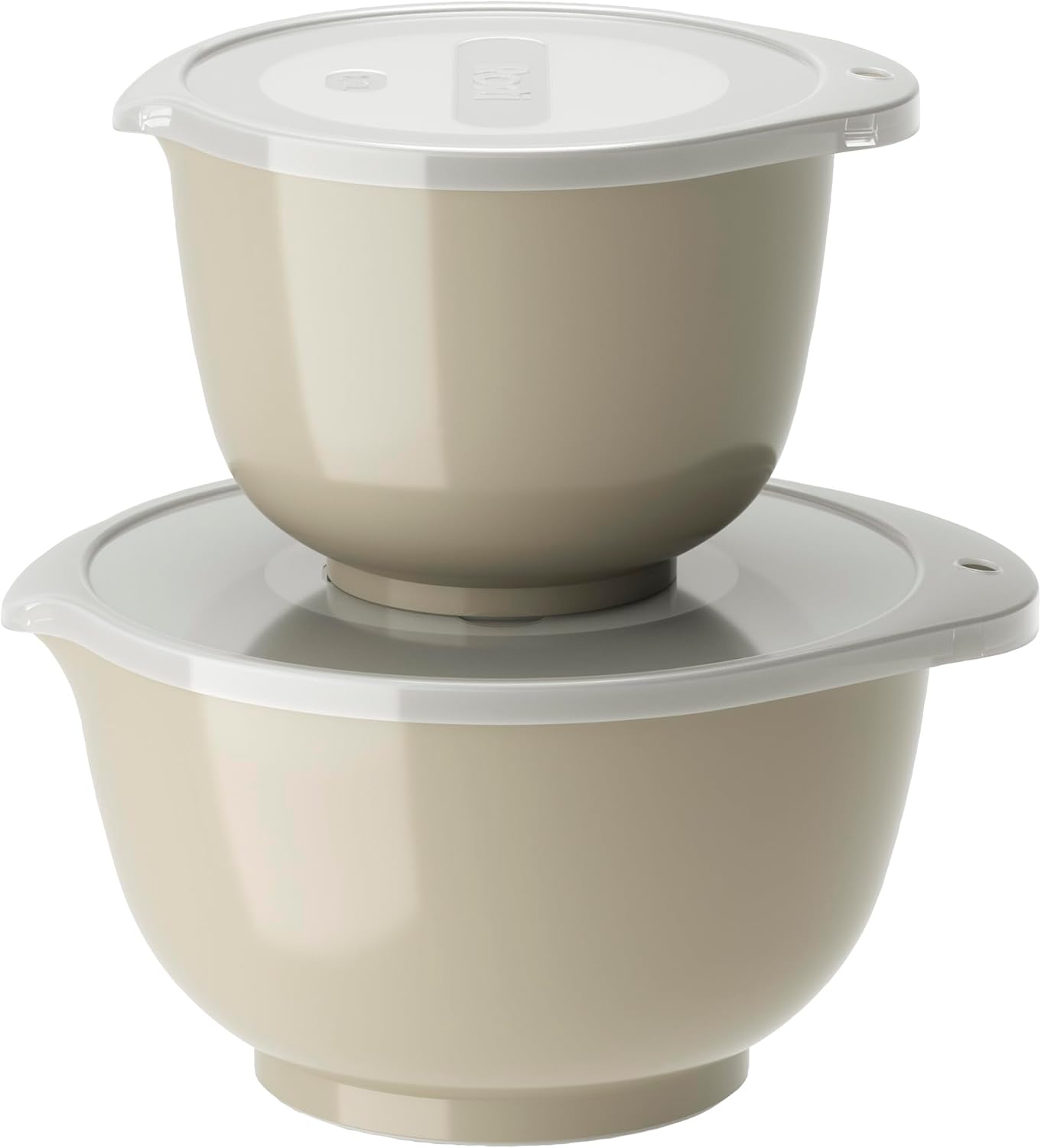 Rosti Margrethe Bowl Set, Mixing Bowl Set, 4-Piece with 2 Mixing Bowls and 2 Lids, Dough Bowl Made of Recyclable Plastic, 1.5 Litres and 3 Litres, Curry