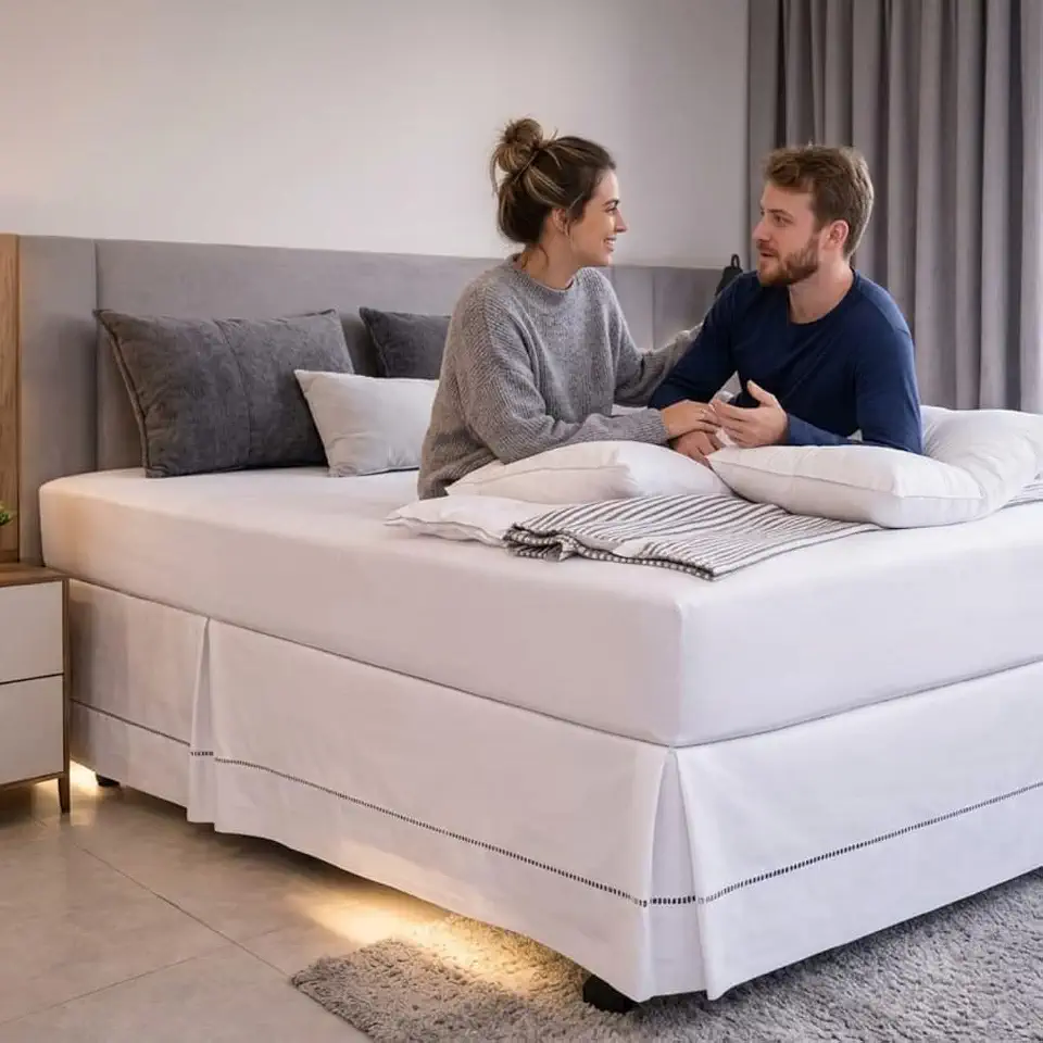 Saia para Cama Box Queen Size, Percal 180 Fios, Branca, 1,98m x 1,58m x 0,35m (BRANCO)