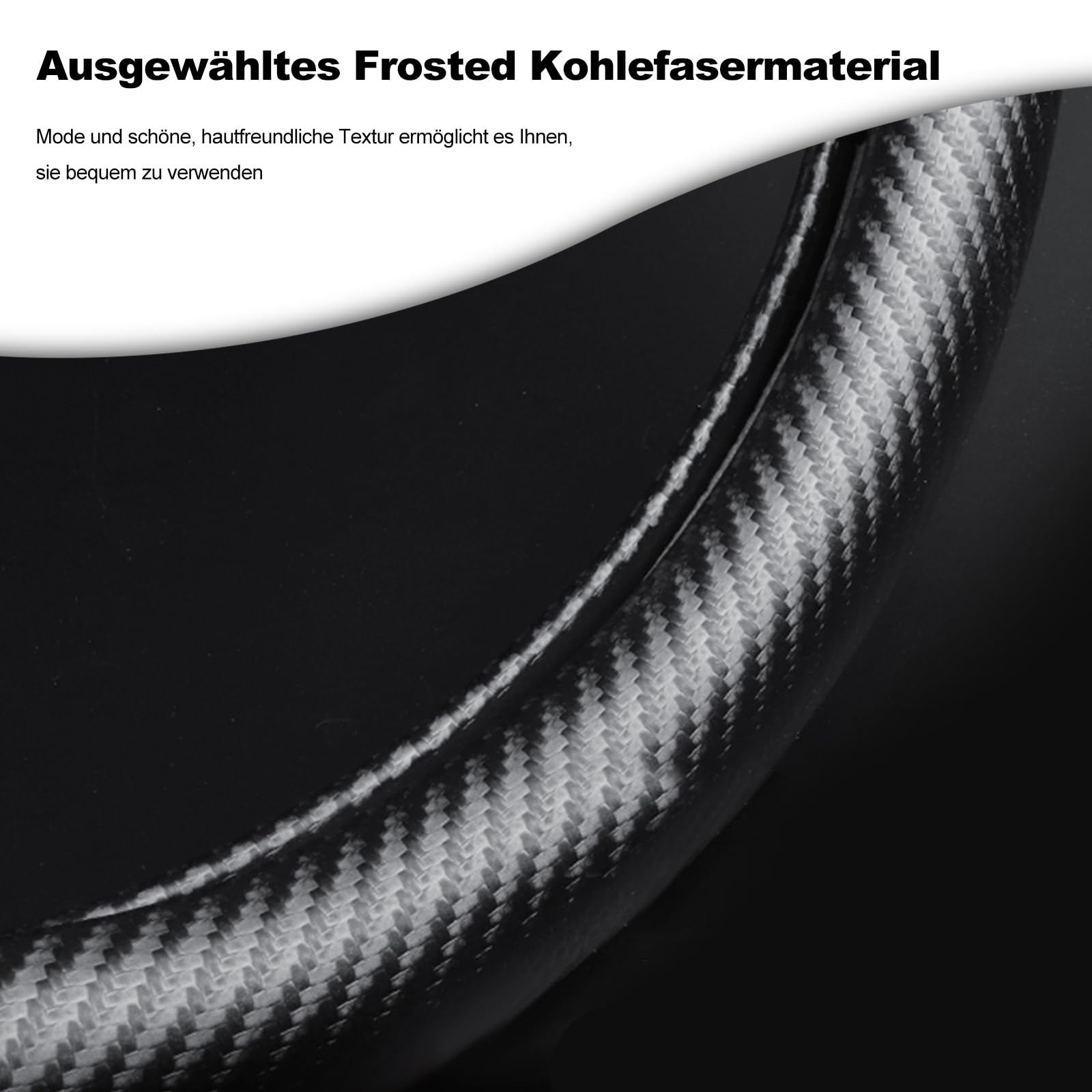 Ergocar D-förmiges Kohlefaser und Mikrofaser PU Leder Lenkradbezug Anti-Rutsch Atmungsaktiv lenkradhülle Schweißabsorbierend Sport Für Durchmesser 38cm（15"）-Schwarz Rot