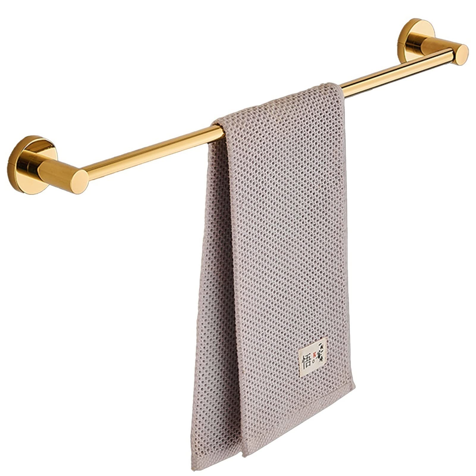 LMYSXAOZ Bath Single People Towel Bar Rail,Stainless Steel Round Rack for Hardware Kitchen Toilet,Polished Golden Finish,30cm - 80cm,Screws Mounting (Size : 40cm)