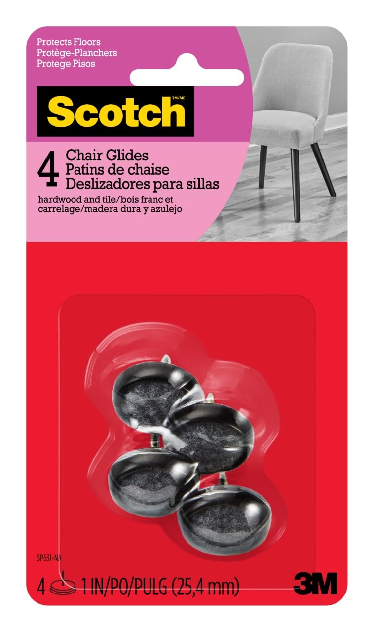 Scotch Glides SP631-NA, Nail-in Felt Gray 1-in 4/pk, 6 Packs per Inner