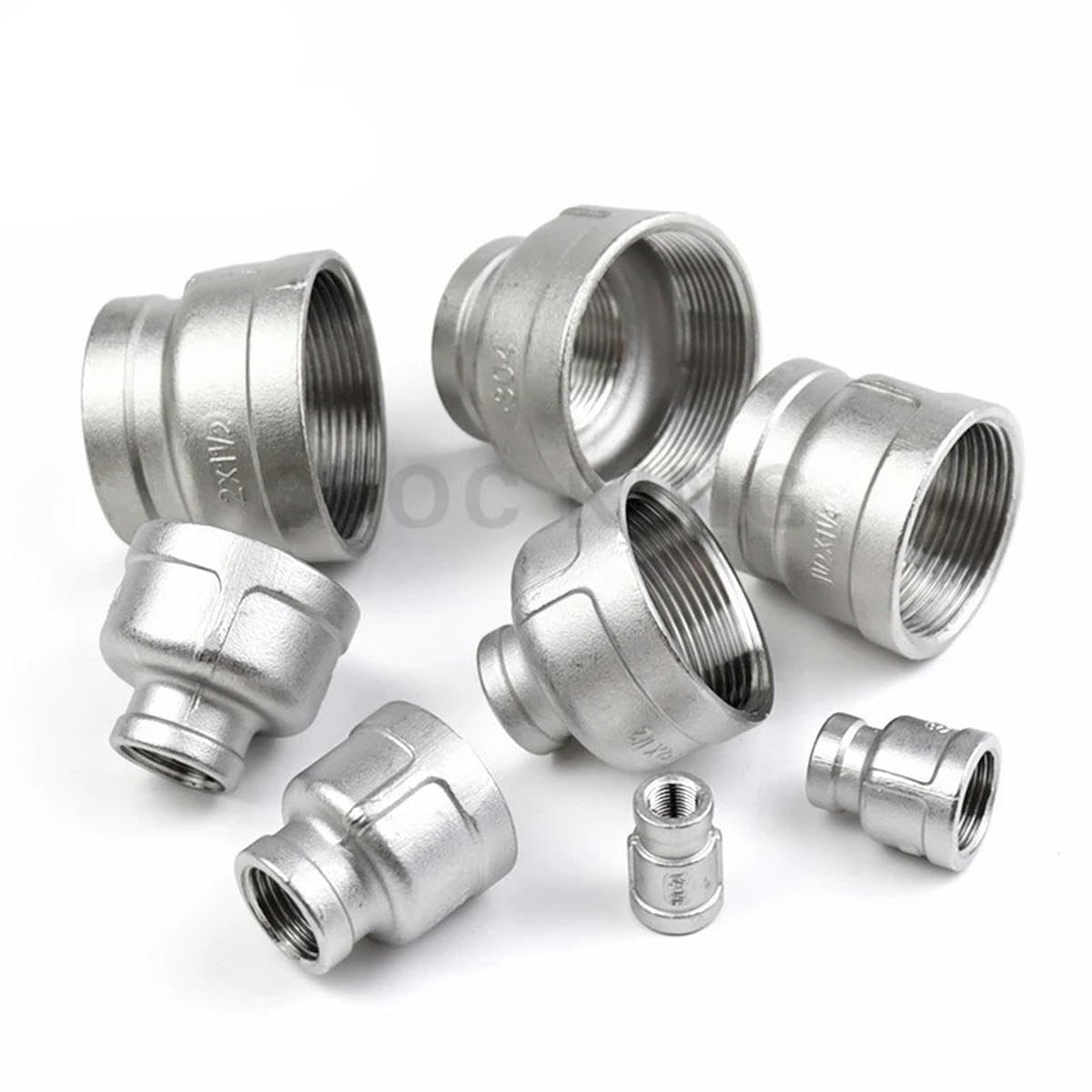 1/8" 1/4" 1/2" 3/4" 1" 1-1/4" 1-1/2" 2" Reductor de rosca hembra a hembra Adaptador de conector de montaje de tubería de acero inoxidable 304-Reductor macho hembra_a-2 a 1 pulgada