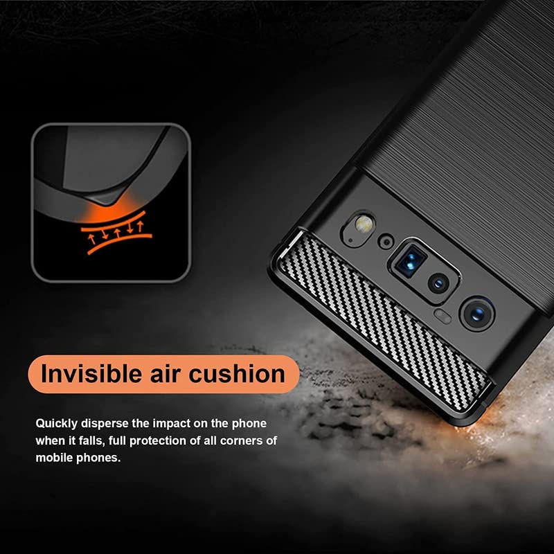 Image of NPRC Hybrid Ultra Slim Protective Case TPU Non-Slip Carbon Fiber Texture Shockproof Case Cover for Google Pixel 6 Pro - Black