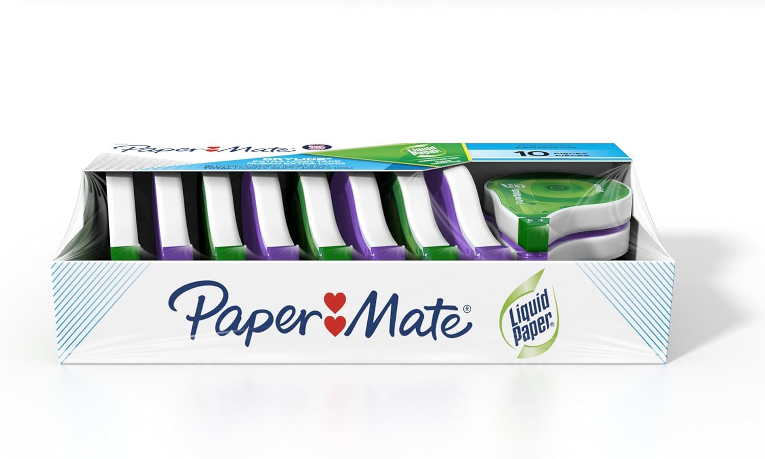 Liquid Paper Paper Mate DryLine, Extra Long Tape, Assorted Colors, 10 Count (Pack of 2)