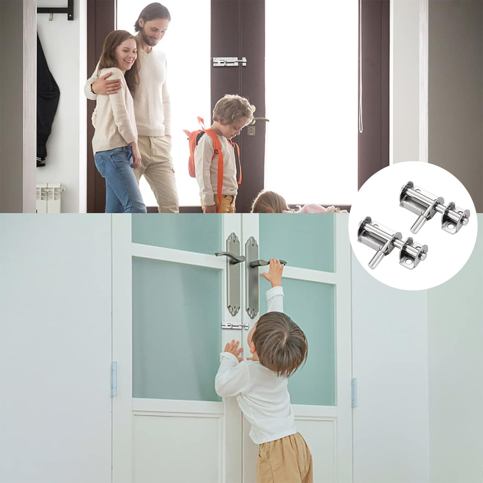 Bullone Porta Inossidabile 2 Chiavistelli Scorrevoli In Acciaio Inox - Per Porte Interno/Esterno Serratura Cancello Esterno - 13