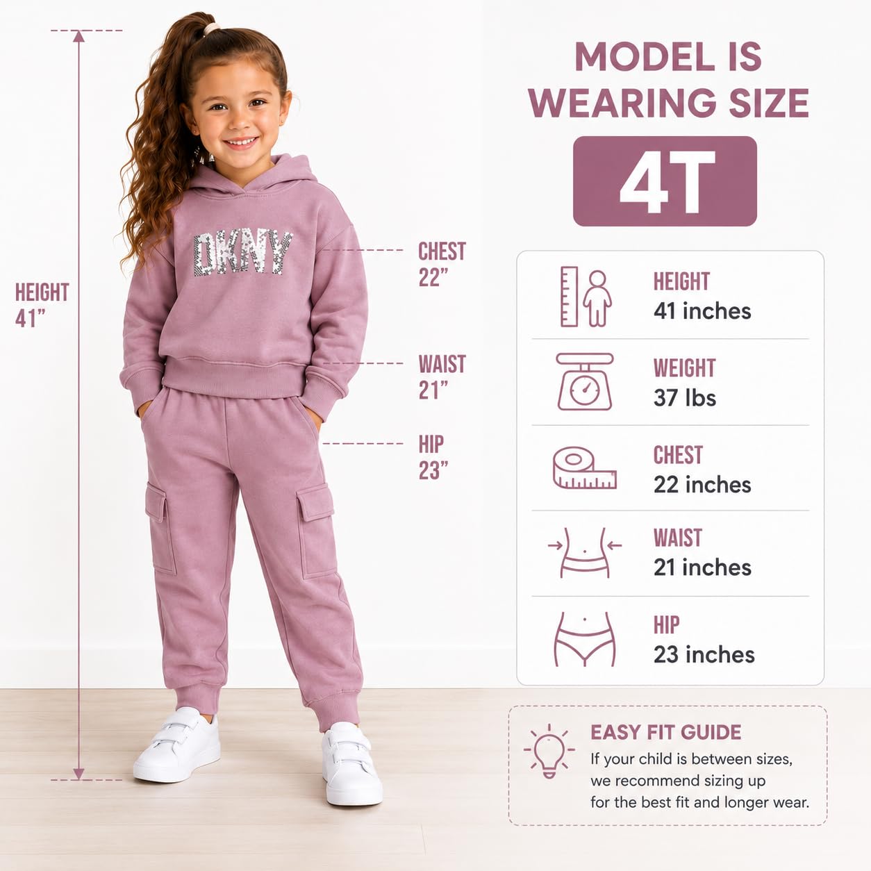 DKNY Baby Mädchen Jogger-Set - 2-teiliges Fleece-Pullover-Hoodie-Sweatshirt und Jogginghose für Säuglinge und Kleinkinder (12M-6X)