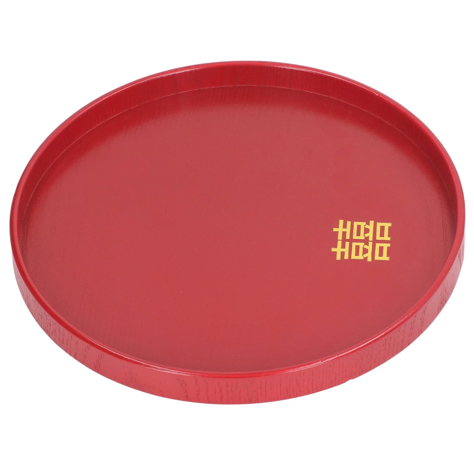 KIMISS Plateau de Service Décoratif avec Poignées – Plateau de Service en Bois pour Salon, Table Basse, Comptoir de Cuisine Rouge – Décoratif Rond en Bois pour la Décoration de la Maison (Les manches)