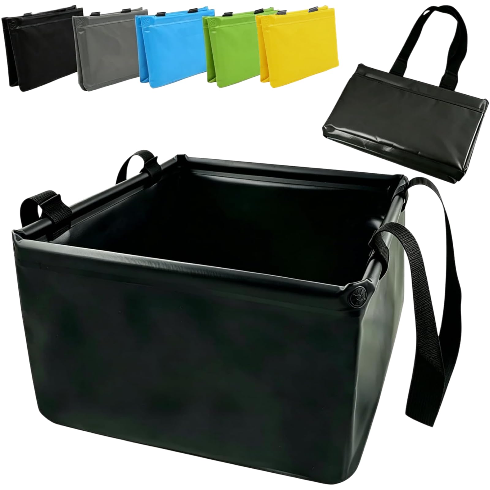 TUXUNQING PVC Folding Bowl for Camping Square Outdoor Washing Dishes Picnic (Black 20L)