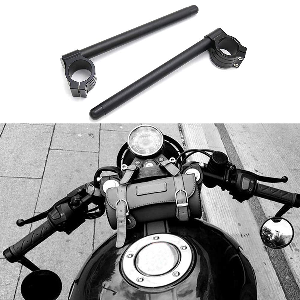 Motoforti 1 Pair 50mm Motorcycle Handlebar Adjustable Motorbike Clip Ons Handle Bar Universal Replacement Black