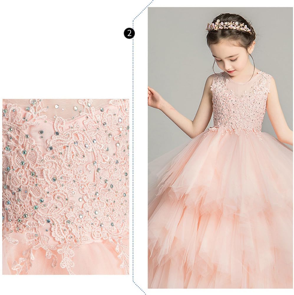 [OUBINEWER] 子供ドレス 女の子 フォーマル ロングドレス 結婚式 卒業式 パーティー 刺繍 入園式 ピアノ 発表会 上品