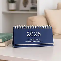 Calendário longo para notebook (janeiro de 2026 a dezembro de 2026) - Calendário de mesa combinado e caderno, encadernação de fio duplo para casa/escritório, azul