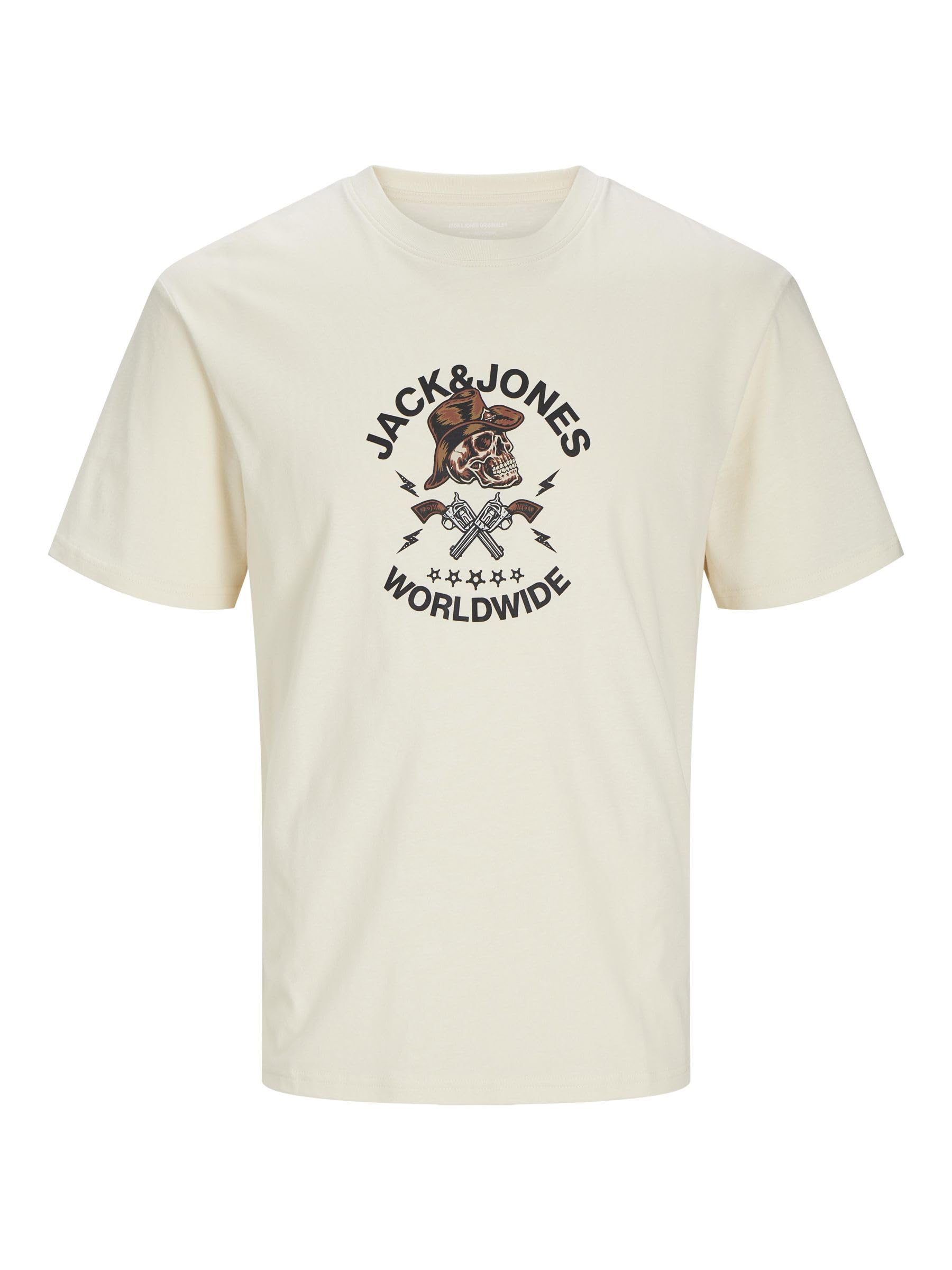 JACK & JONES Jorseven Skull Tee SS Crew Neck Sn, Buttercream, S