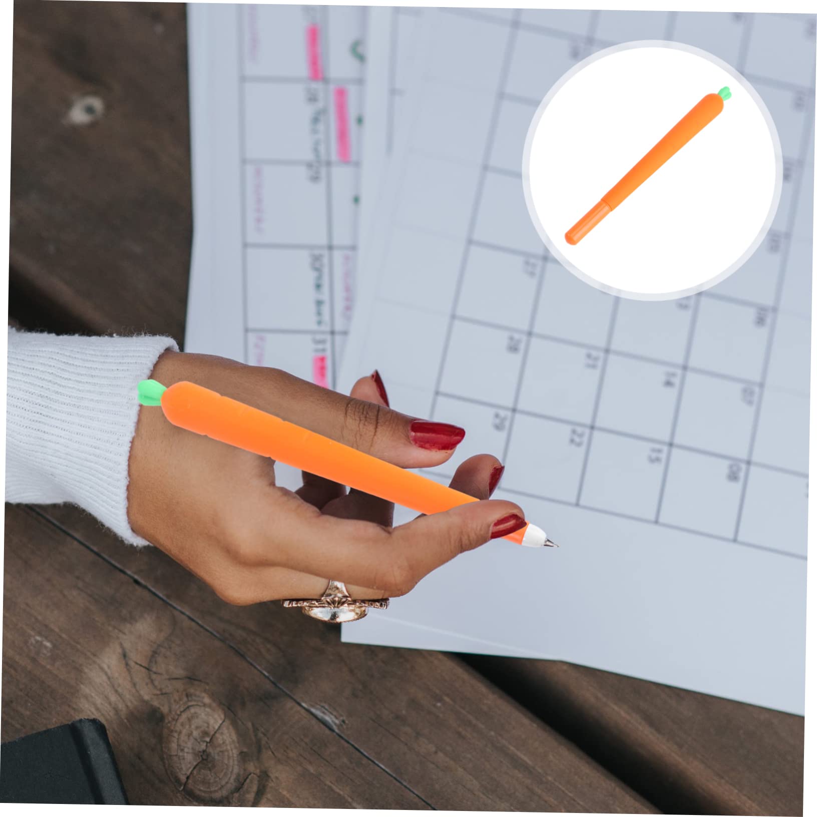 Lot De 12 Stylos À Encre Carotte Mignons Pour Fournitures Scolaires De Bureau