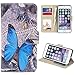 UrSpeedtekLive iPhone 6S Plus Case, iPhone 6 Plus Case, Premium PU Leather Flip Wallet Case Cover with Card Slots Holder & Stand For Apple iPhone 6s Plus/6 Plus, Blue Butterfly