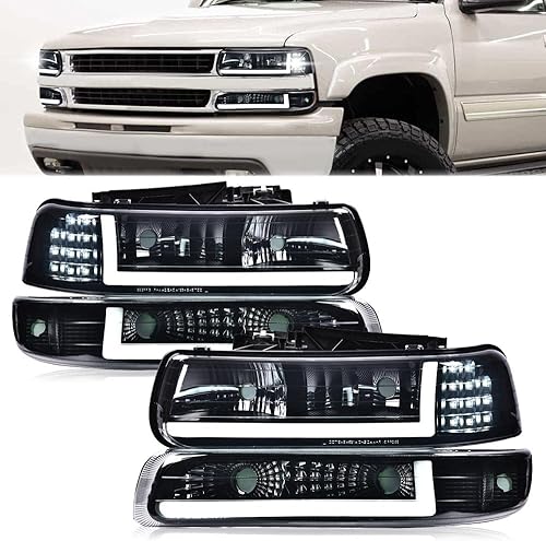 Miniatura 3 de PIT66 - Faros delanteros LED, compatibles c99-02 Chevy Silverado 1500 250001-02 Silverado 1500HD 2500HD 350000-06 Tahoe Suburban 1500 2500, lentes