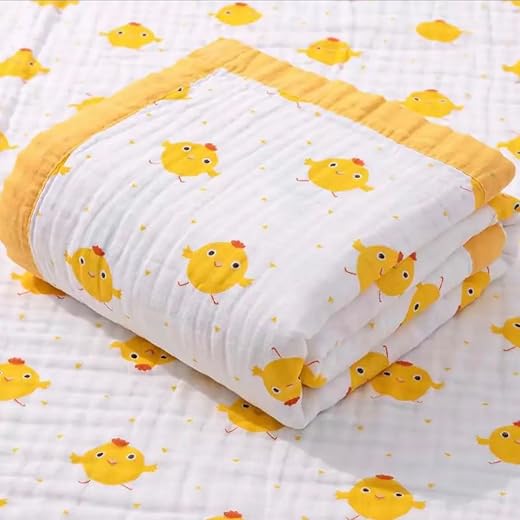 heartbury 100% Organic Cotton 6 Layer Ultra-Soft Muslin Blanket for Baby, Bath Towel for New Born Baby - 110X110 cm - (0-3...