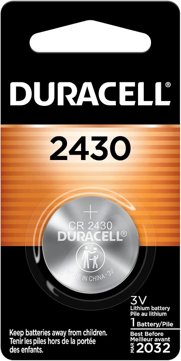Duracell 2430 Lithium Battery, 1 Count (Pack of 1) Lithium Coin Battery for Watch Battery, Key Fob, Car Remote, and other devices, CR2430 Lithium 3 Volt (3V) Cell