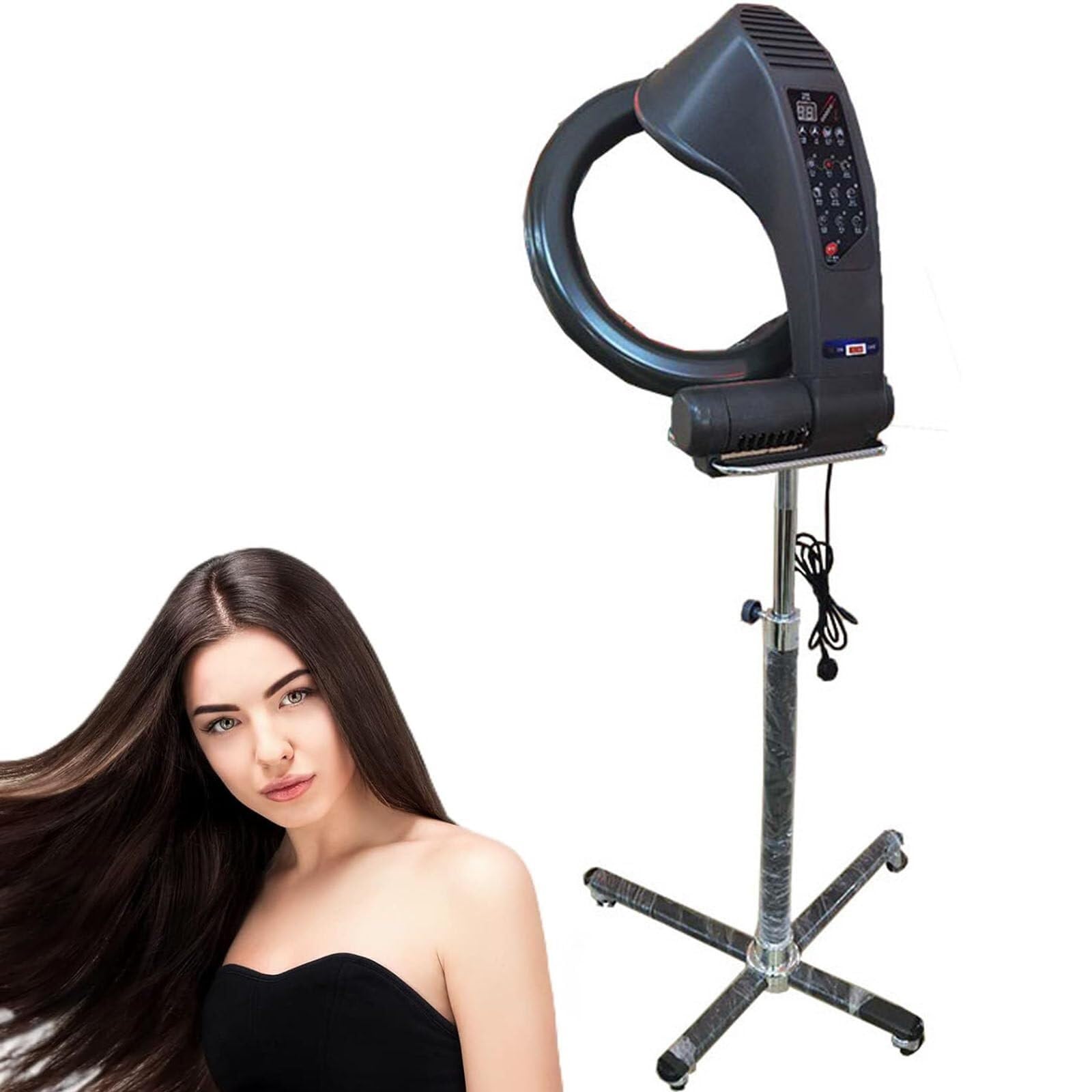 Orbiting Professional Infrared Hair Color Processor Multi-Function Dryer Accelerator W Rolling Base - Heavy Duty Adjustable Standing Hair