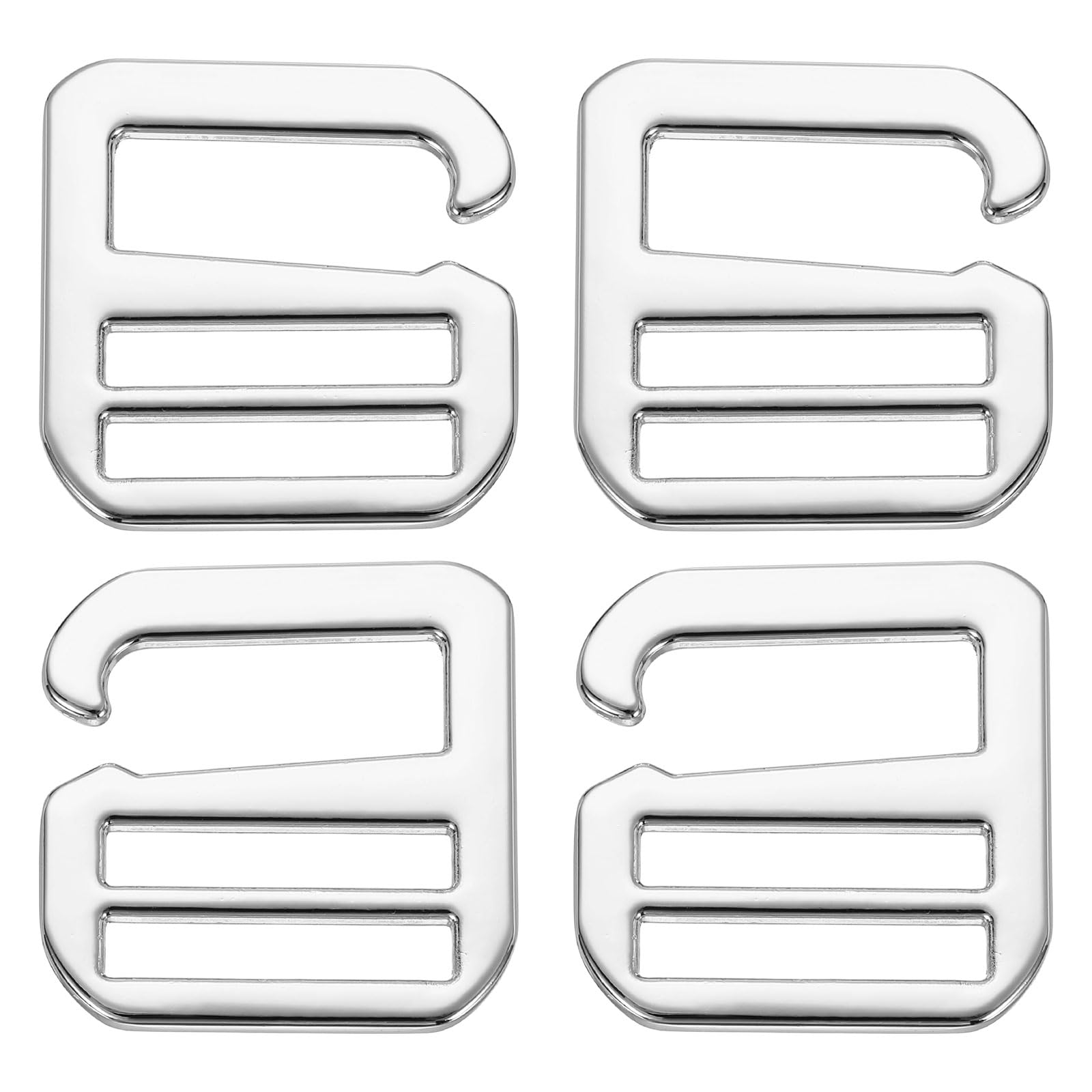 PATIKIL 4 Pcs G-Hook Wave Buckles, 38x48mm Zinc Alloy Adjustable Tri-Glide Slides Backpack Strap Belt Hook Webbing Release Buckle Replacement Clips for Outdoor Luggage, Silver Tone