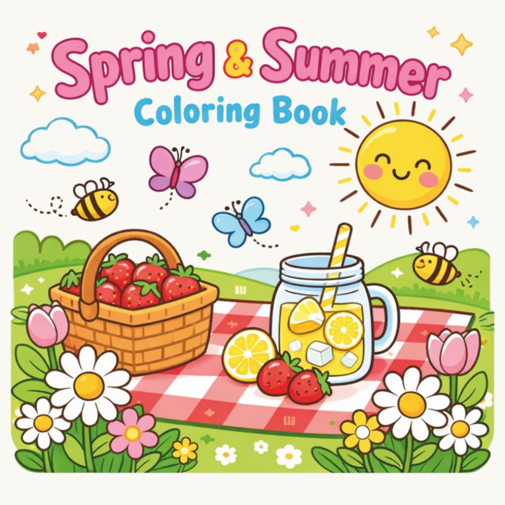 Spring & Summer Coloring Book: Bold & Easy Designs for Stress Relief