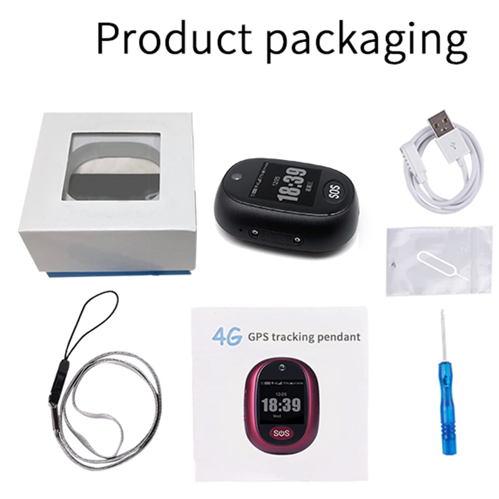 Dispositivo de seguimiento GPS para personas mayores, localizador personal 4G con botón SOS, ubicación de tono de llamada, reloj despertador y valla de seguridad