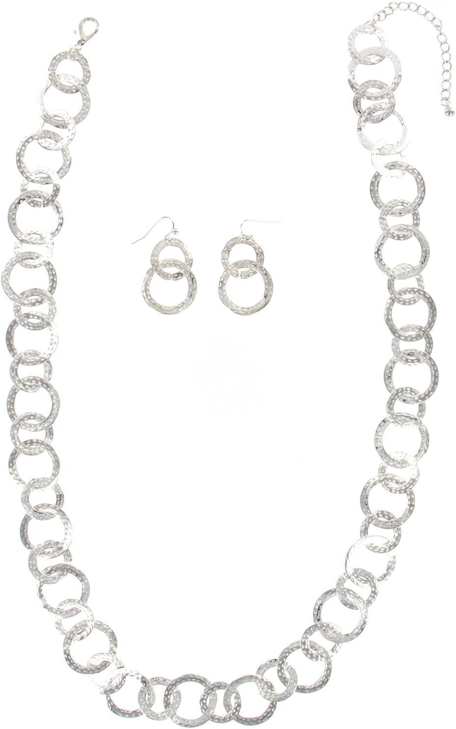 INPINK Fashion Jewelry Hammered Chainmail Necklace Set