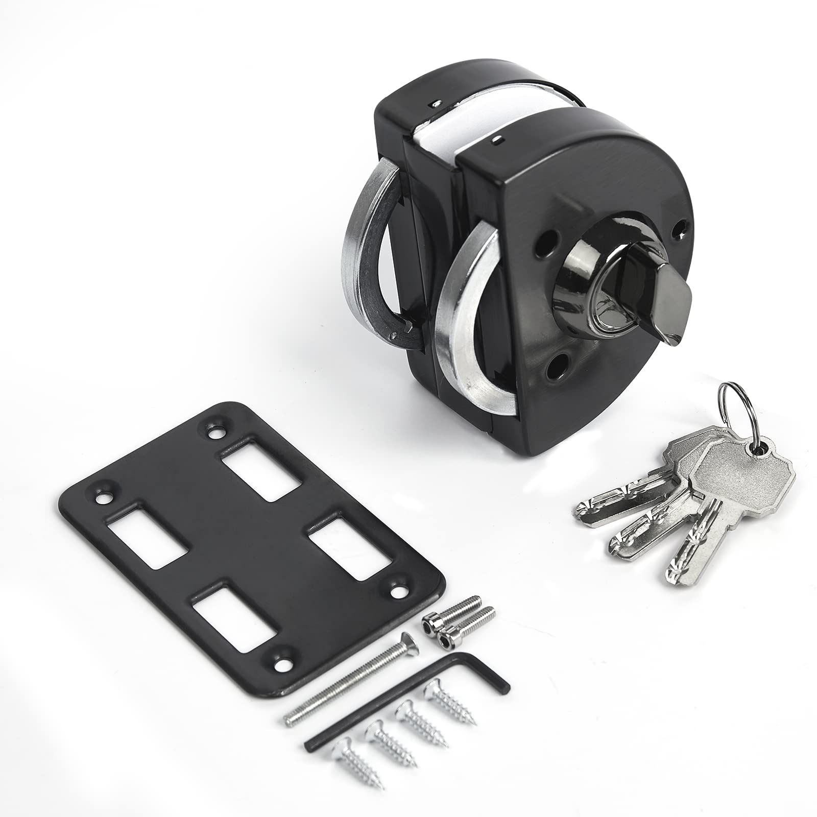 Ranbo Frameless Glass Double Sided Swing Door Lock, No-Drill, 304 Stainless Steel - Image 2