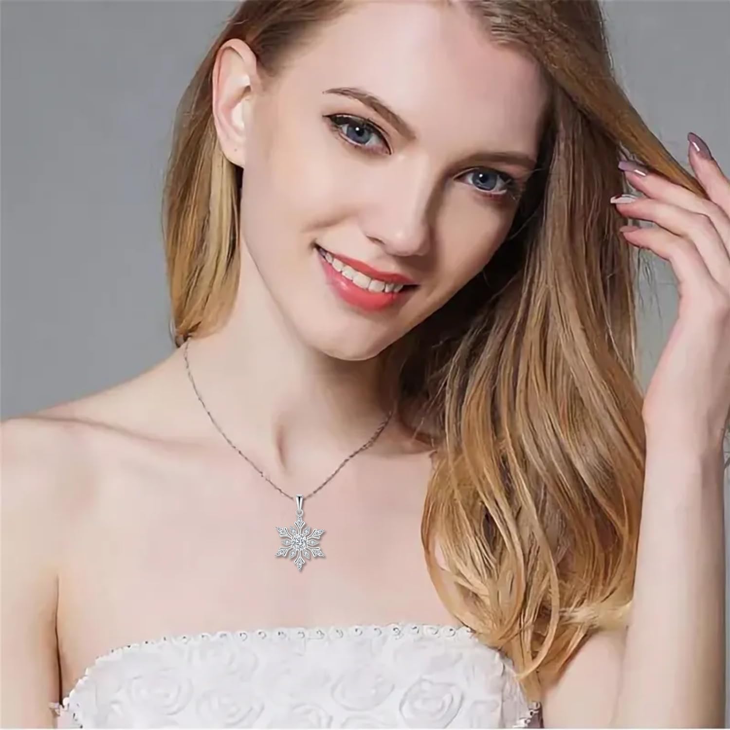925 Sterling Silver Snowflake Necklace Birthstone Necklace Pendant for Women Frozen Snow Flower Christmas Valentine Jewelry - Image 6