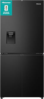 RQ5P470SMFE Wifi Connected American Fridge Freezer Cross Door with Water Dispenser, No Frost, 482 liters, Black Stainless Steel - E Rated, Noise level: 37 decibels, H178.5 x W79.4 x D69.8 (cm)