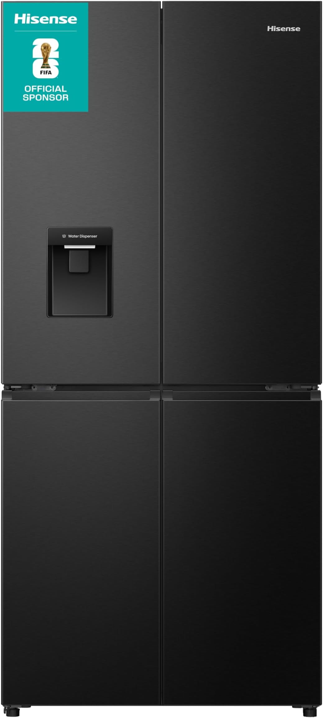 Hisense RQ5P470SMFE Wifi Connected American Fridge Freezer Cross Door with Water Dispenser, No Frost, 482 liters, Black Stainless Steel - E Rated, Noise level: 37 decibels, H178.5 x W79.4 x D69.8 (cm)
