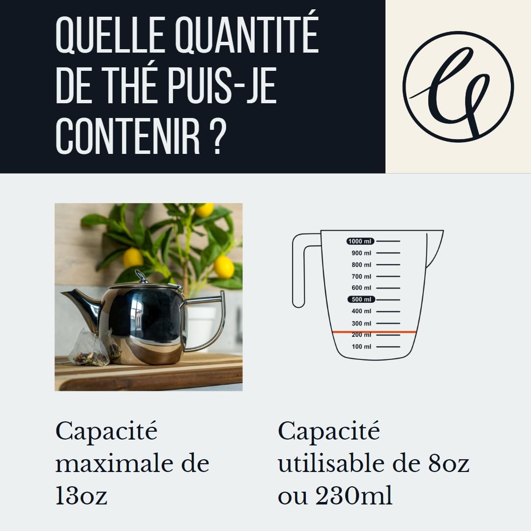 Café Olé Chatsworth, teiera piccola da 370 ml, in acciaio inox 18/10, lucidato a specchio, CHT-013