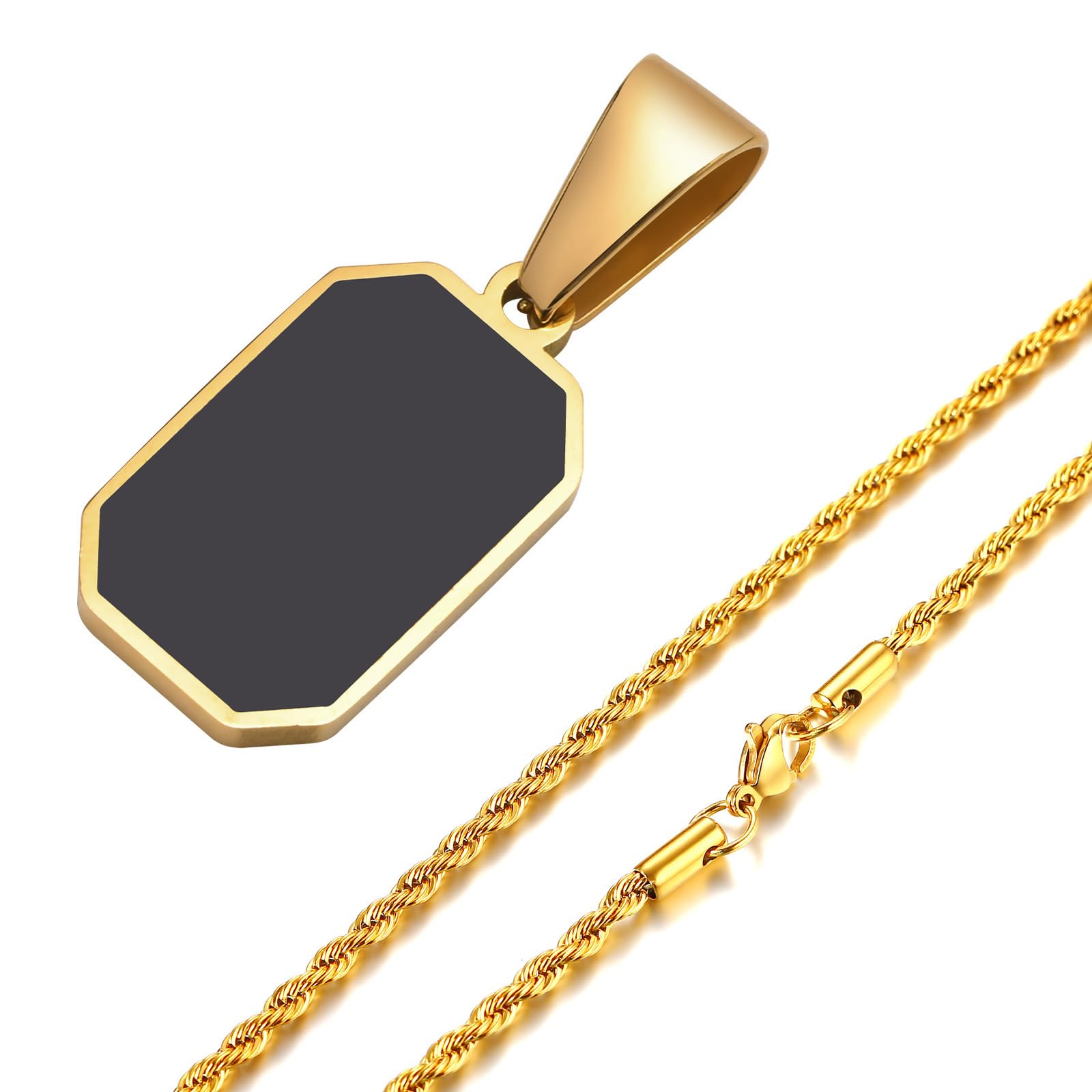 Bling Queen Mens Gold Plated Emerald Cut Onyx Pendant With Rope Chain, Onyx Pendant Necklace, Onyx Pendant For Women, Black Onyx Pendant For Women, Black Onyx Pendant Necklace For Women(Gold) (B0CR6Q7JDT) Amazon Price History, Amazon Price Tracker